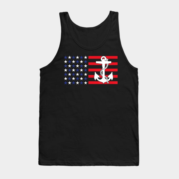 American Flag Anchor Shirt Patriotic Military July Navy USA T-Shirt T-Shirt Tank Top by Hot food